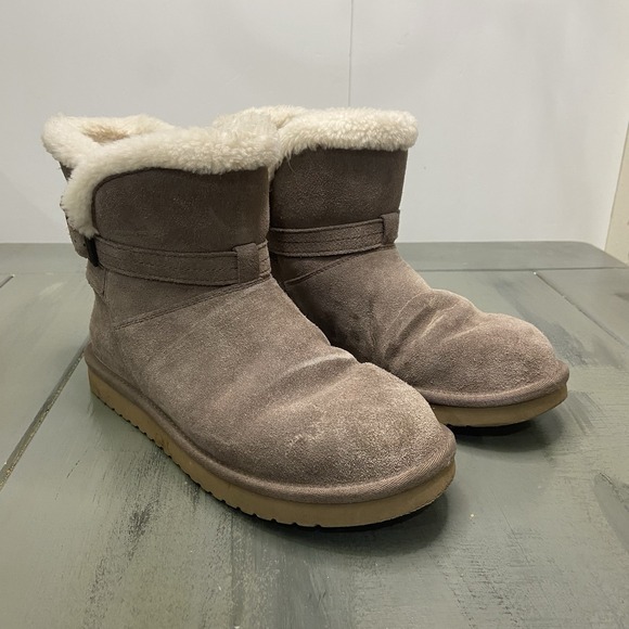 Koolaburra by Ugg Delene Mini 1121503 Cinder Size 9 Womens Suede Shearling Boots - Picture 1 of 11